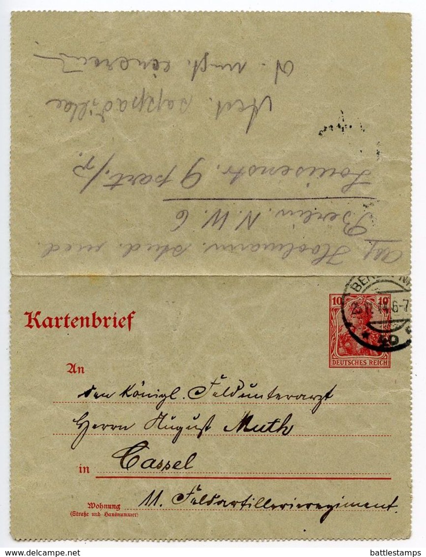 Germany 1914 10pf Letter Card, Berlin To Cassel - Altri & Non Classificati