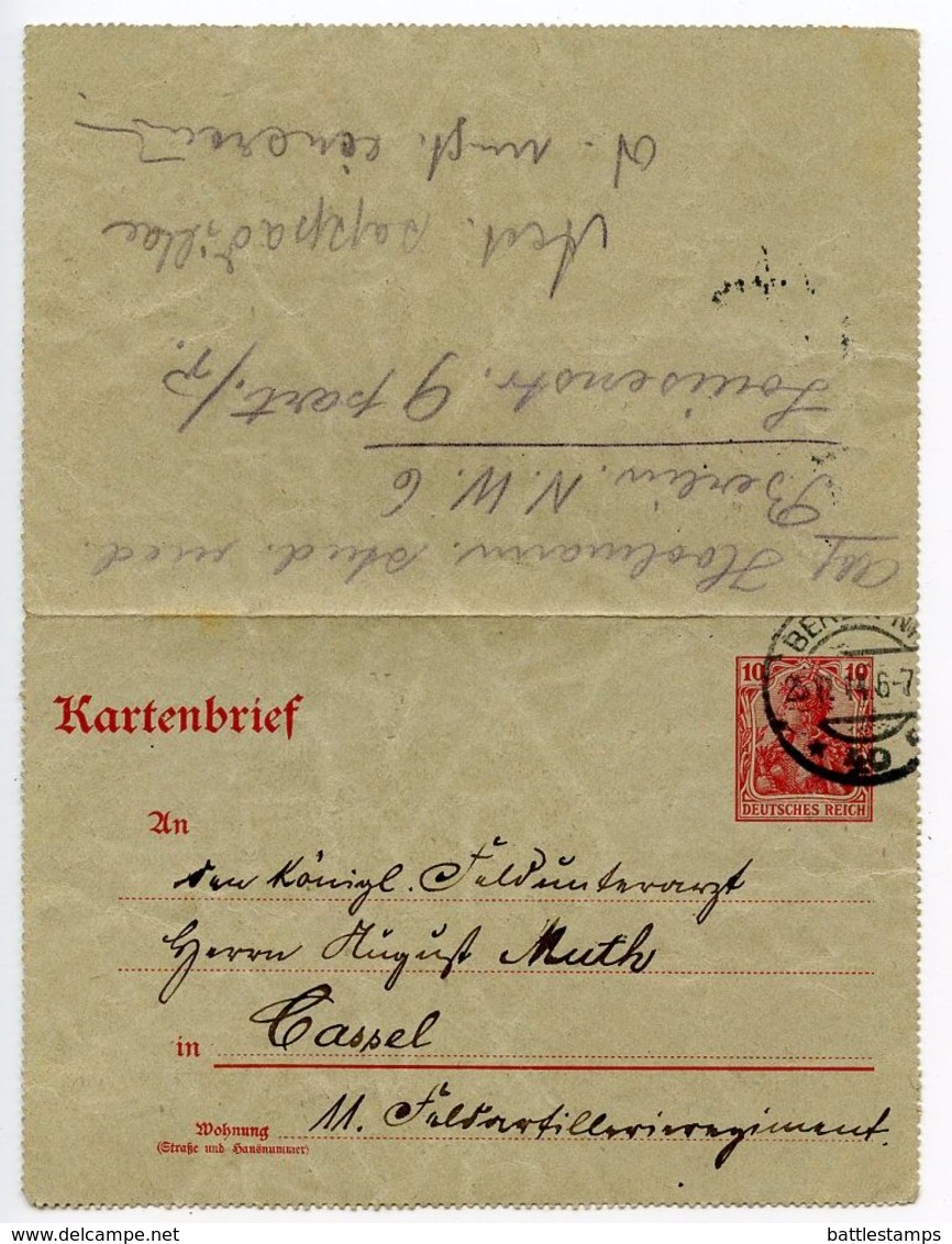 Germany 1914 10pf Letter Card, Berlin To Cassel - Autres & Non Classés