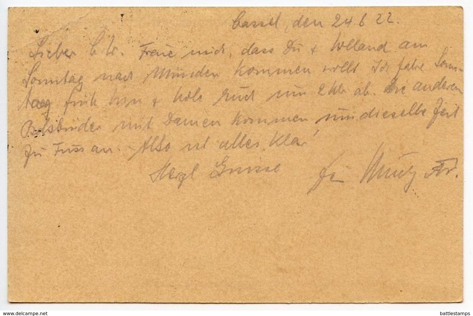 Germany 1922 Uprated Postal Card, Cassel To Göttingen - Tarjetas