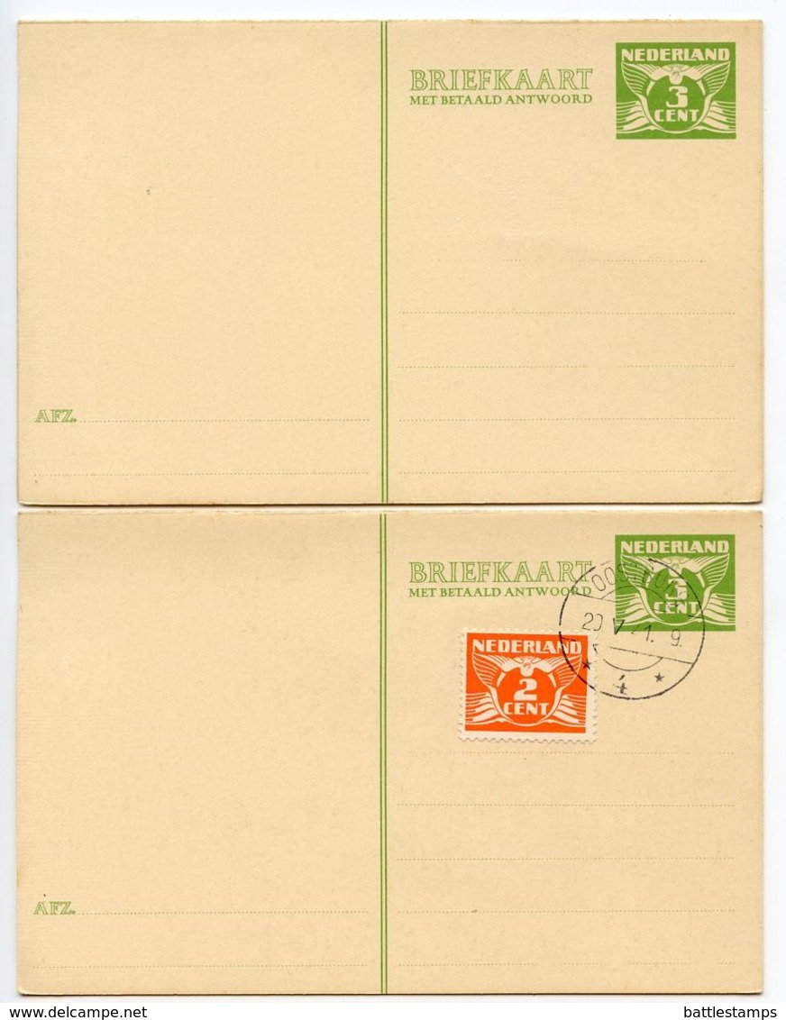 Netherlands 1941 2 3c. Gull Postal Reply Cards, Mint & Postmarked - Postal Stationery