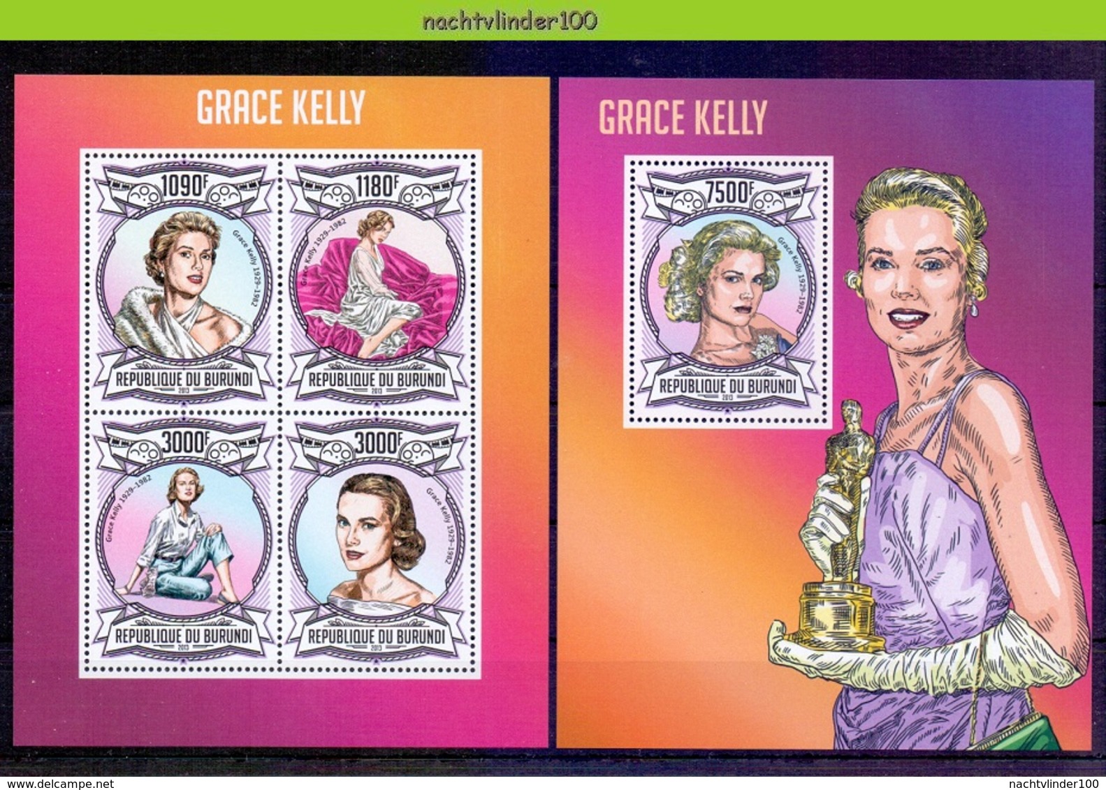 Nep126 BEROEMDE PERSONEN ACTEURS ACTORS AND ACTRICES GRACE KELLY FAMOUS PEOPLE Michel 3063-6, 337 QWBU 2013 PF/MNH # - Acteurs