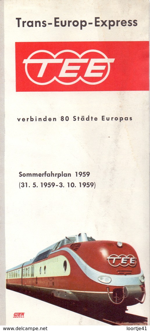 Brochure Dépliant Faltblatt Toerisme Tourisme - Trans Europ Express TEE - Deutsche Bundesbahn  1959 - Dépliants Touristiques