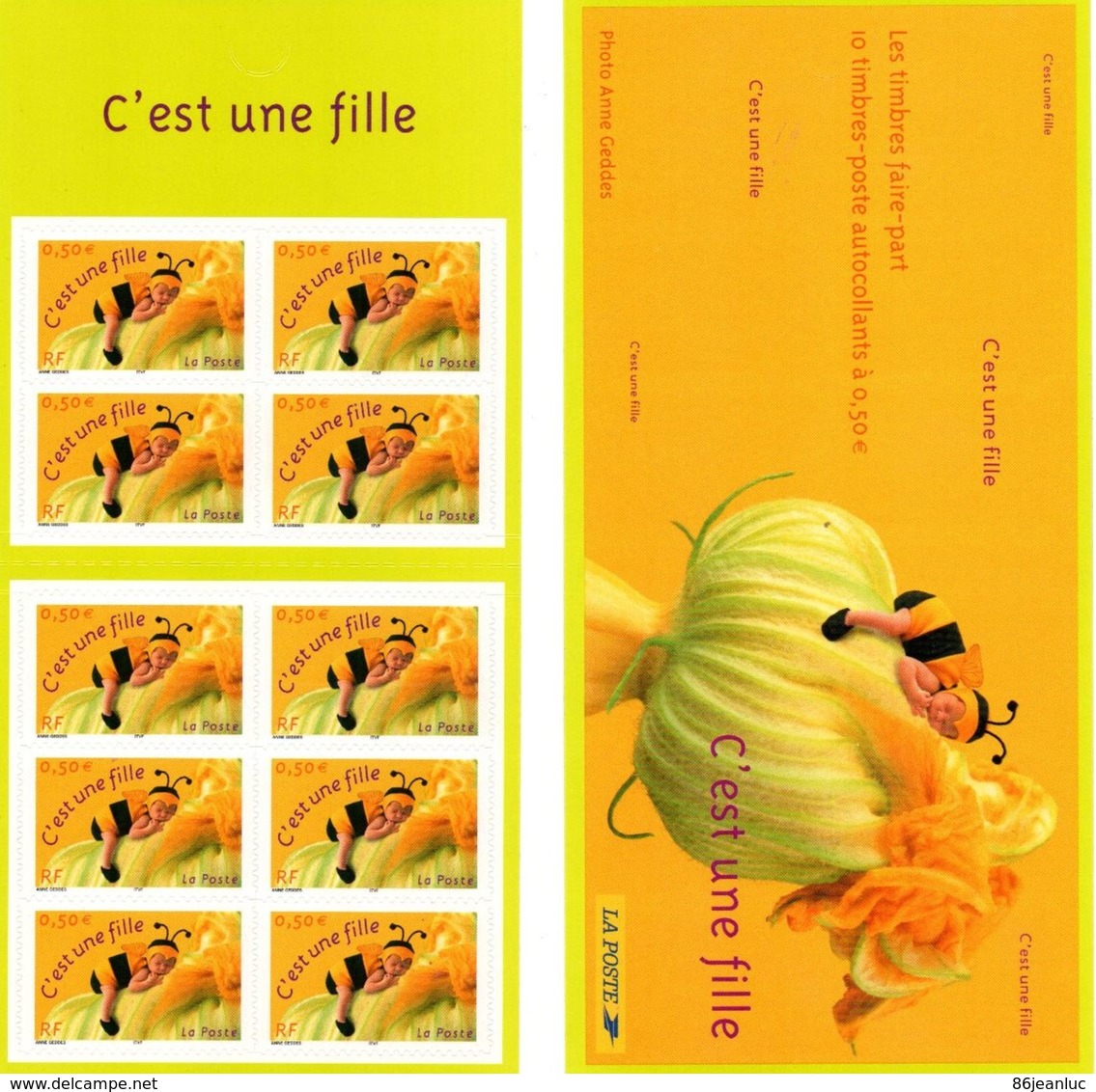 FRANCE : Carnet "C'est Une Fille" Non Plié - BC3634A  - "LUXE" - 2004 - - Personnages