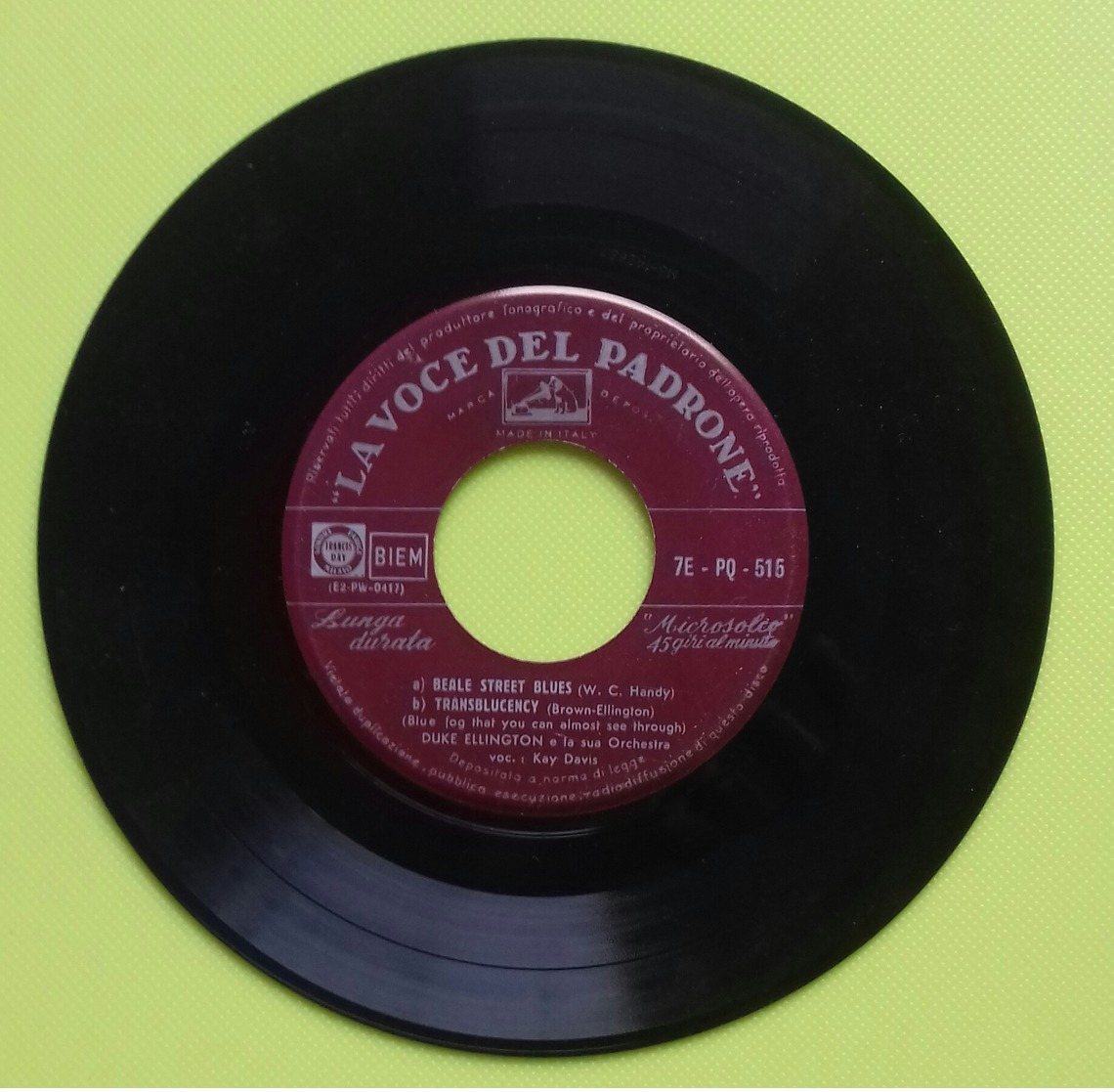 DUKE ELLINGTON - Beale Street Blues - EP 7" - 19-- - La Voce Del Padrone Records - Jazz