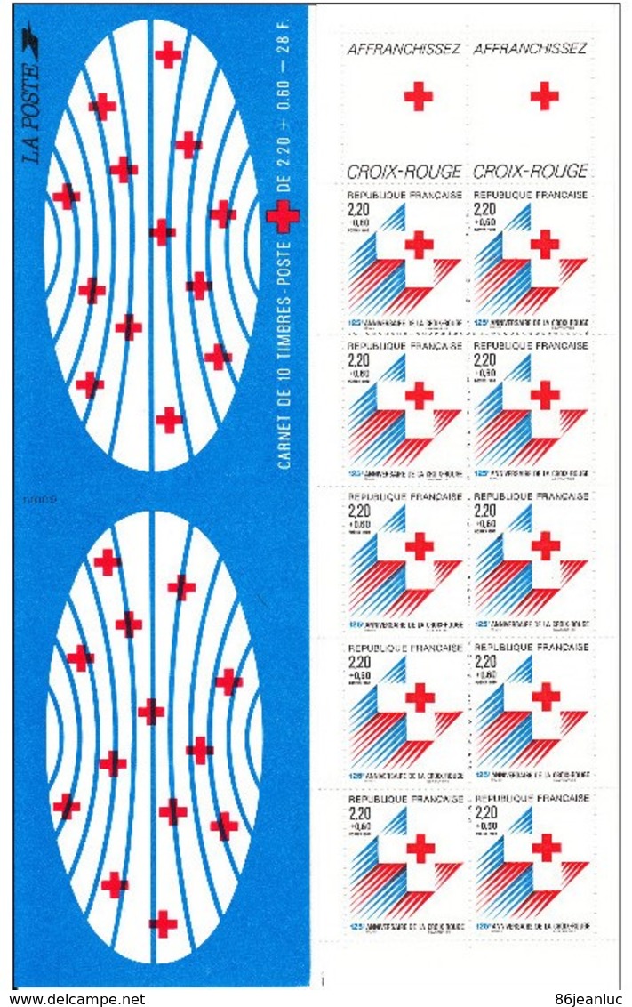 FRANCE : Carnet Croix Rouge Non Plié - BC2037  - "LUXE" - 1988- - Croix Rouge