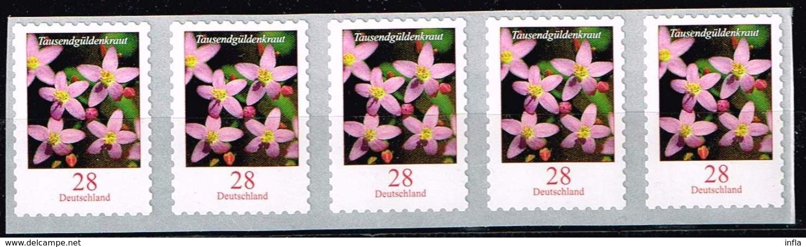 Bund 2018, Michel# 3094 ** Blumen: Tausendgüldenkraut Selbstklebend Von Der Maxirolle, Self-adhesive Mit Nr. 195 - Rollo De Sellos