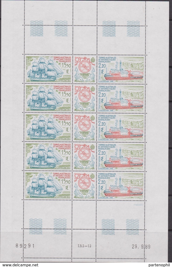 TAAF FSAT 1990 Maury Air 113a 268-9 C112a Sheet Campionati Ships Velieri MNH - Nuovi