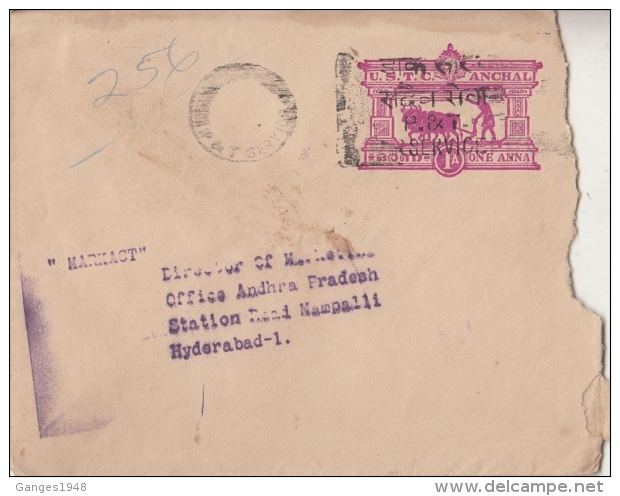 Travancore Cochin  1A  Postal Stationary Envelope  With Slogan   #  10517  D Inde Indien - Travancore-Cochin