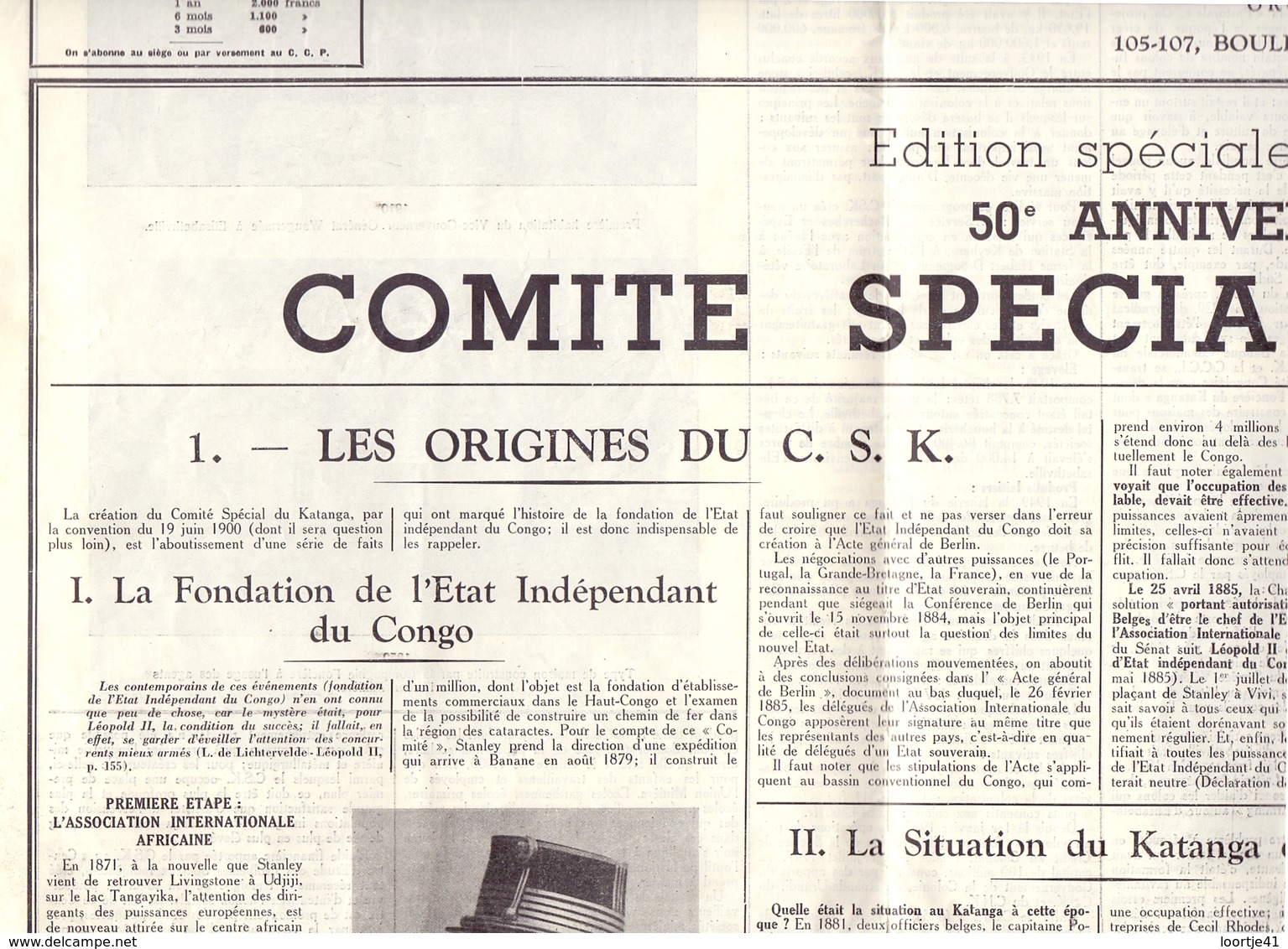 Krant Gazette Journal - Agence Economique - 50° Anniversaire Katanga - 1950 - Non Classés