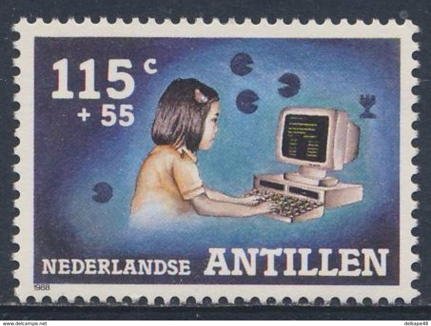 Nederlandse Antillen 1988 Mi 648 A ** Girl Using Computer / Mädchen Am Computer - Freizeitgestaltung- Child Welfare - Computers