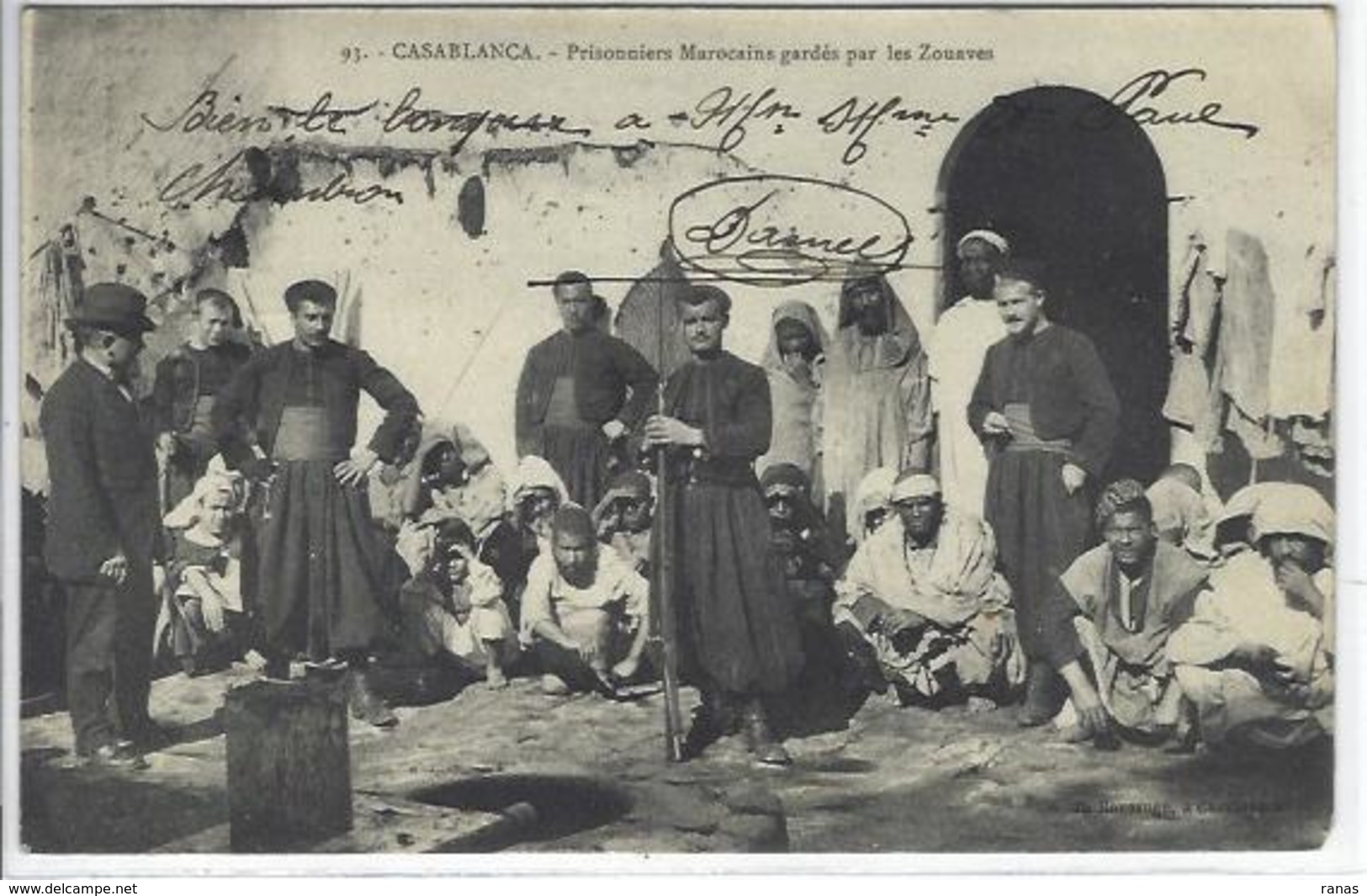 CPA Maroc écrite Prisonniers Marocains Gardés Par Des Zouaves Casablanca - Casablanca