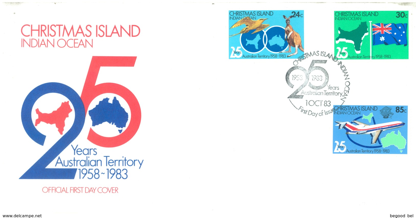 CHRISTMAS - FDC - 1.10.1983  - 25 YEARS AUSTRALIAN TERRITORY - Yv 179-181 - Lot 17316 - Christmas Island
