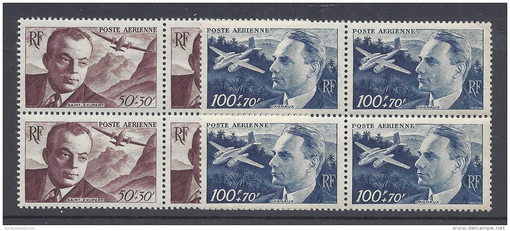 FRANCE 1949 AIR MAIL  N&ordm; 21/22 BLOCKS - 1927-1959 Postfris