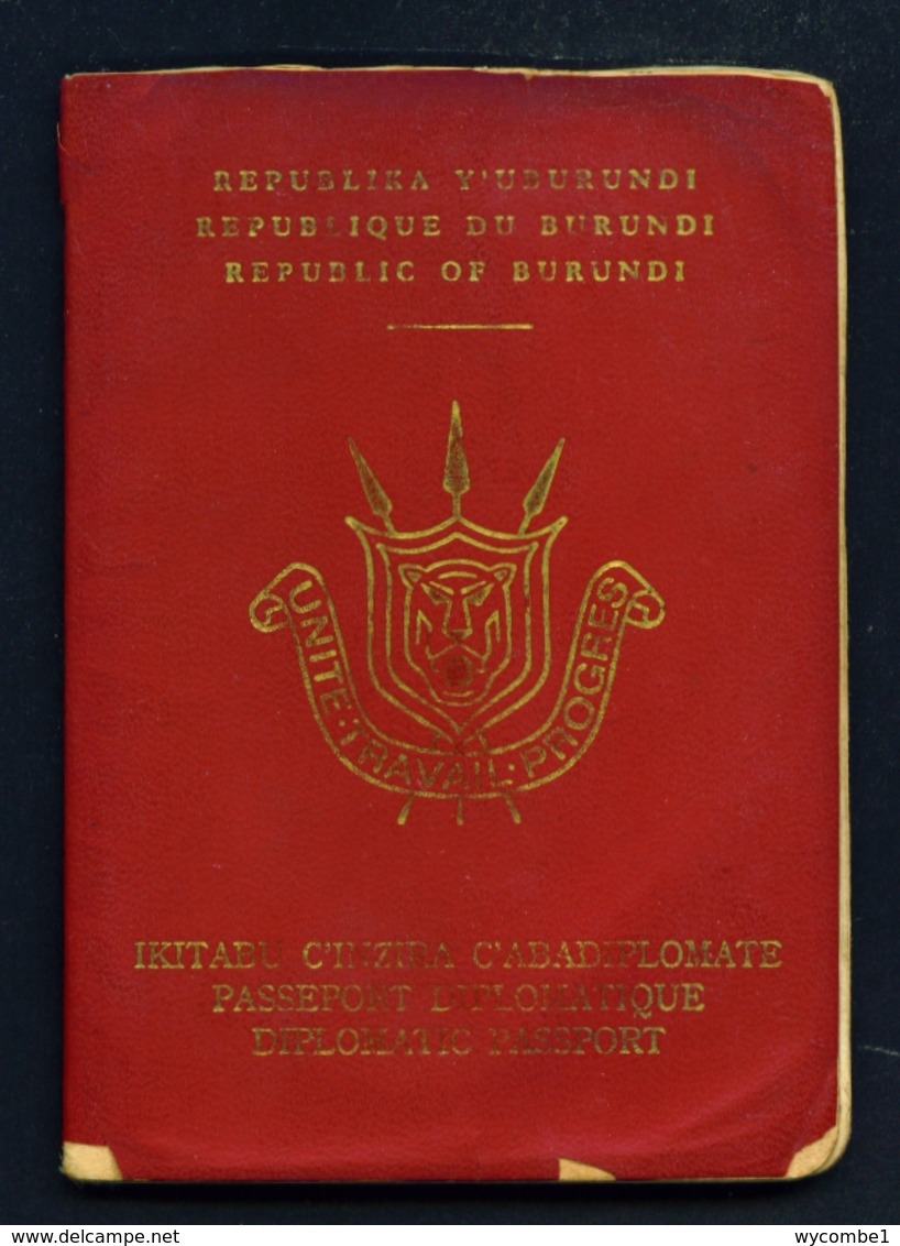 BURUNDI - Expired Diplomatic Passport. Damaged Cover. All Used Visa Pages Scanned - Historical Documents