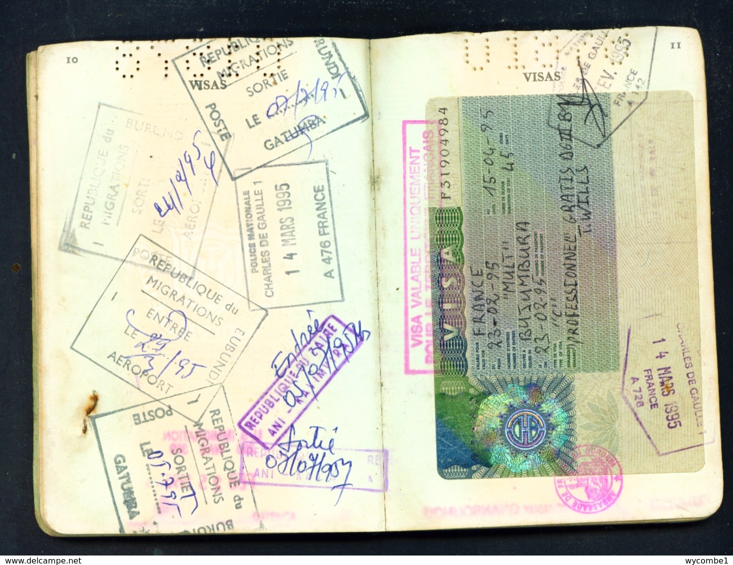 BURUNDI - Expired Diplomatic Passport. Damaged Cover. All Used Visa Pages Scanned