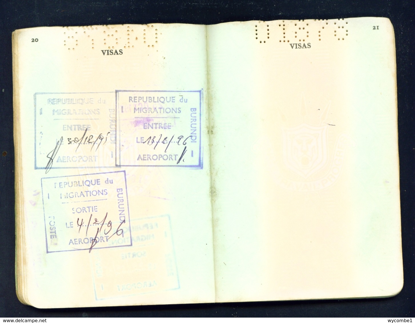 BURUNDI - Expired Diplomatic Passport. Damaged Cover. All Used Visa Pages Scanned