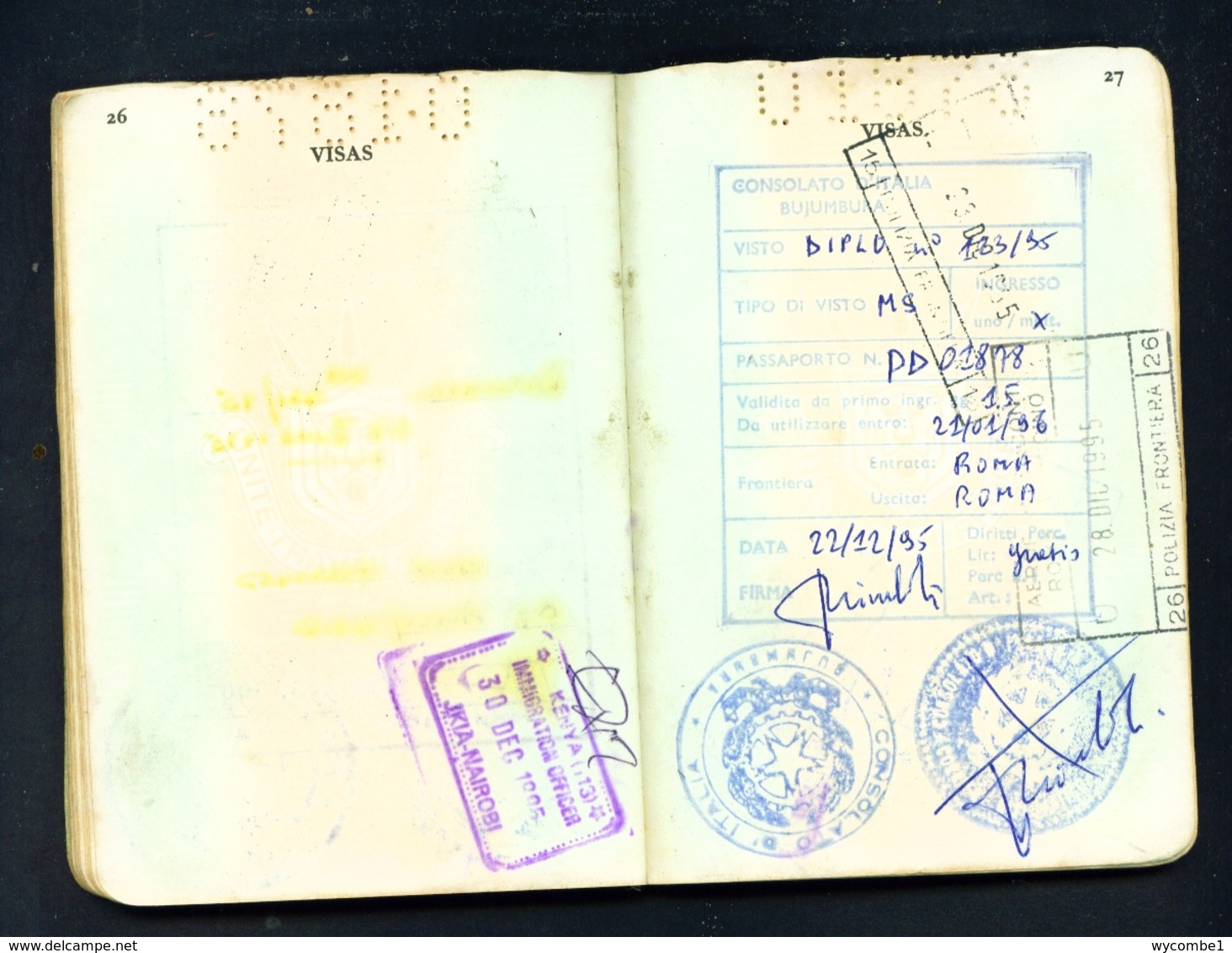 BURUNDI - Expired Diplomatic Passport. Damaged Cover. All Used Visa Pages Scanned