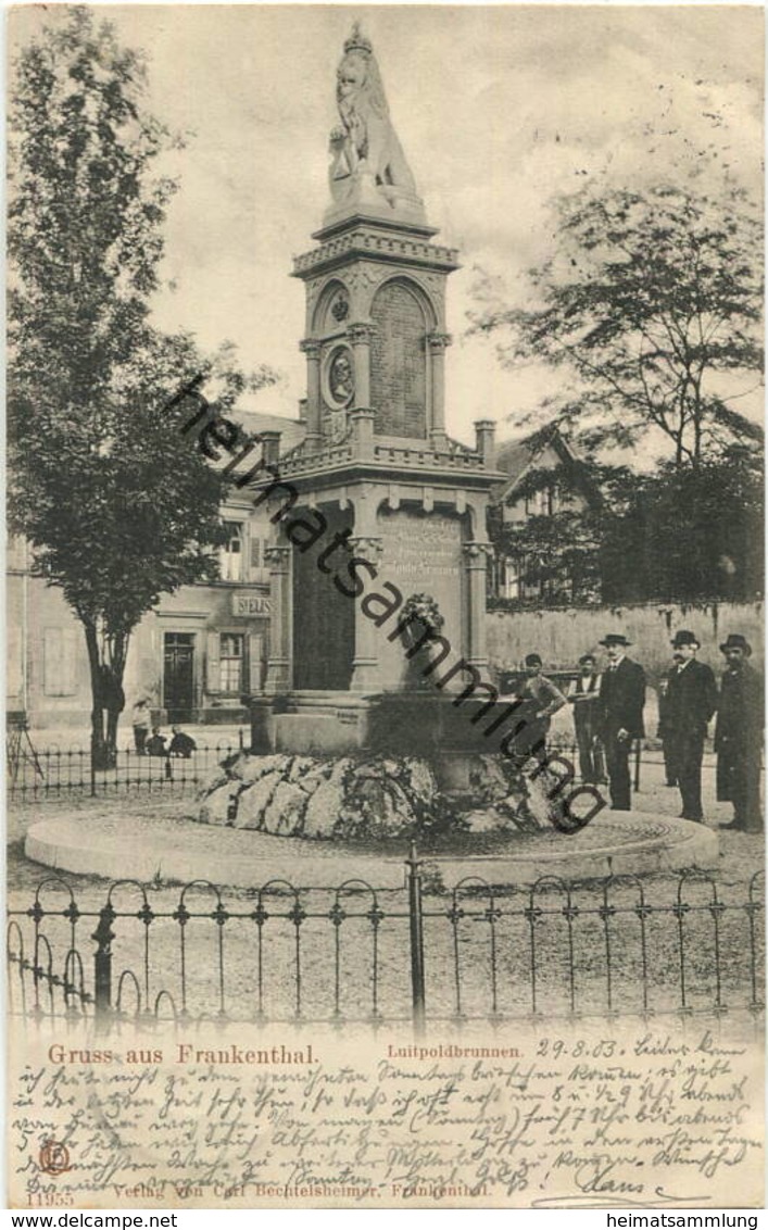 Frankenthal - Luitpoldbrunnen - Verlag Carl Bechtelsheimer Frankenthal Gel. 1903 - Frankenthal