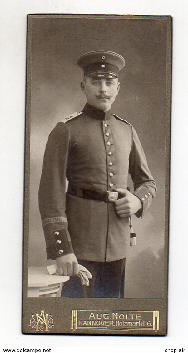 Y4816/ CDV Foto Soldat Uniform  Atelier Aug. Nolte, Hannover  Ca.1905 - Altri & Non Classificati