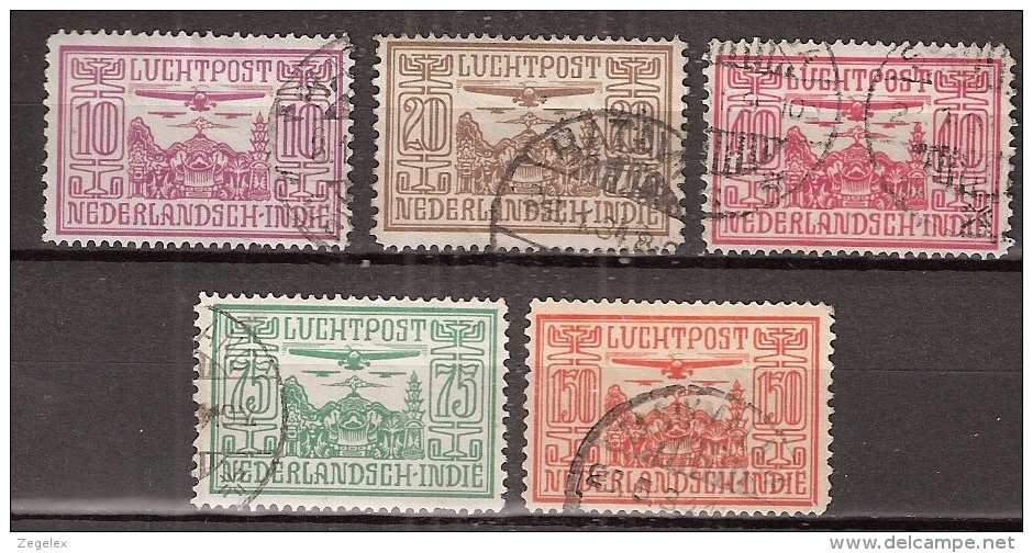 Ned Indie 1928 Luchtpost - NVPH 6-10 Gestempeld/ Cancelled - Nederlands-Indië