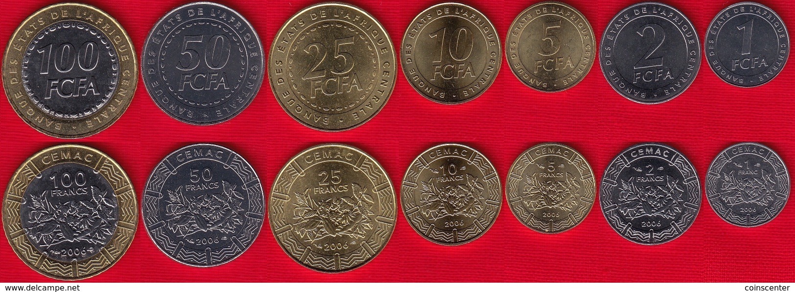 Central Africa Set Of 7 Coins: 1 - 100 Francs 2006 UNC - Centrafricaine (République)