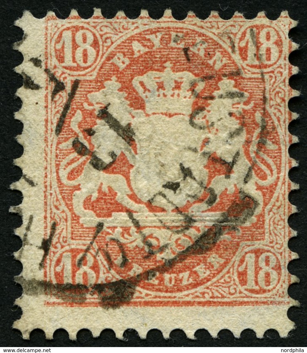 BAYERN 27Xb O, 1870, 18 Kr. Dunkelziegelrot, Wz. Enge Rauten, üblich Dezentriert, Pracht, Gepr. Bühler, Mi. 240.- - Autres & Non Classés