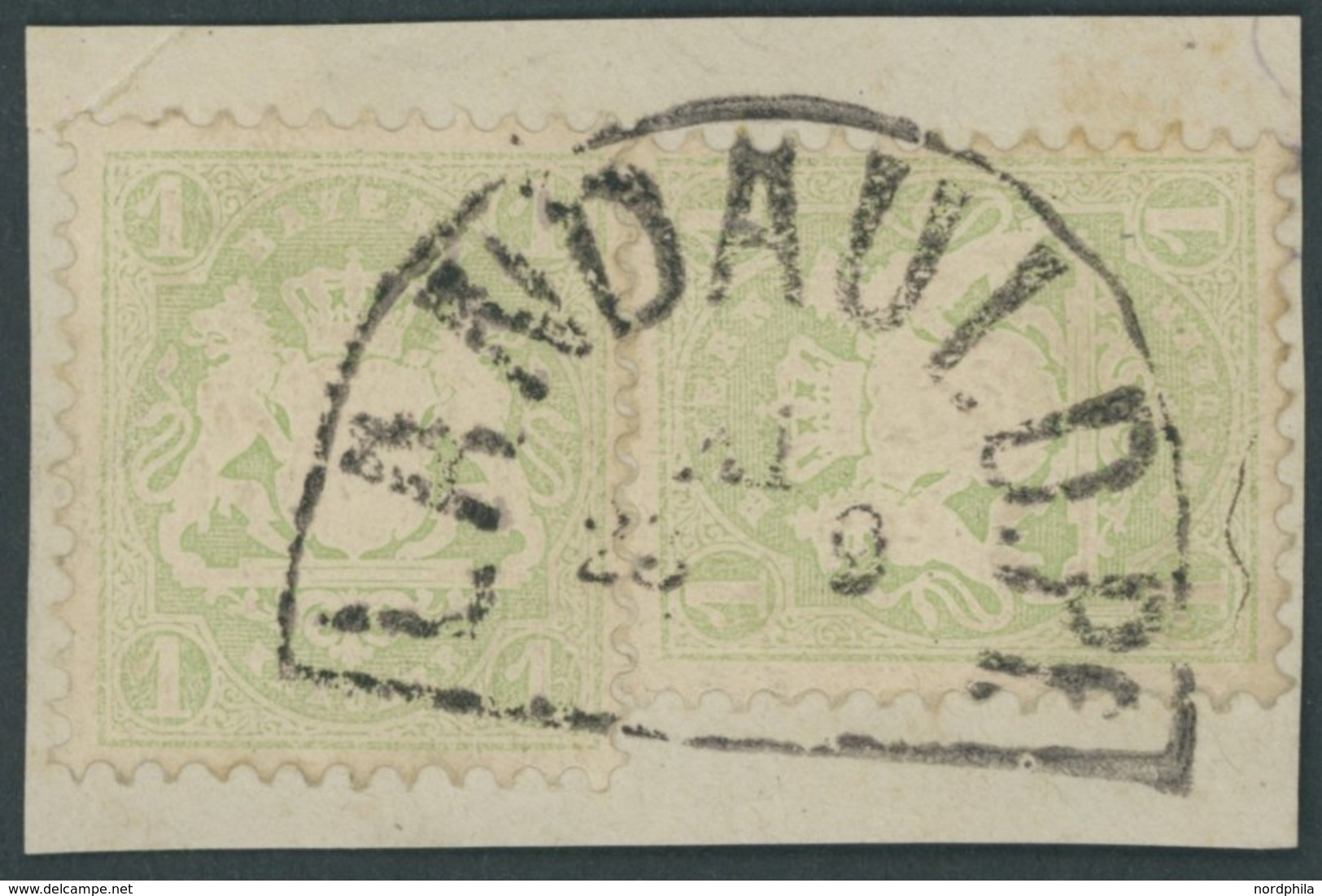 BAYERN 32c BrfStk, 1875, 1 Kr. Mattgrün, Wz. 2, 2x Auf Briefstück, Segmentstempel LANDAU I D.PF., Pracht, Gepr. Brettl - Andere & Zonder Classificatie