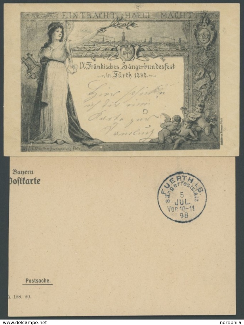 BAYERN PP 7C29/02 BRIEF, Privatpost: 1898, 5 Ziffer IX, Fränkisches Sängerbundfest, Gebraucht, Prachtkarte - Autres & Non Classés