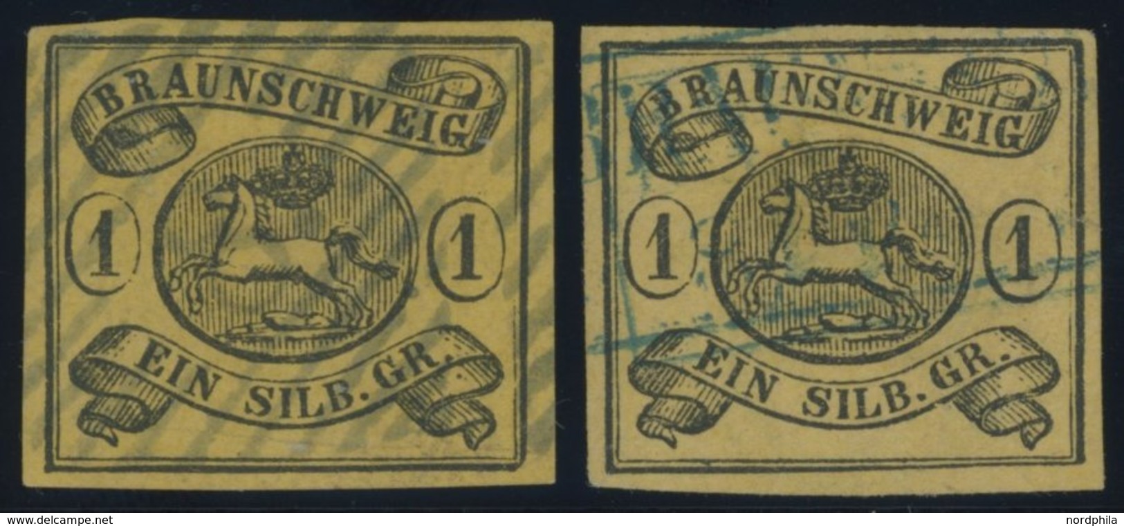 BRAUNSCHWEIG 6a,b O, 1853, 1 Sgr. Schwarz Auf Sämisch Und Braungelb, 2 Prachtwerte - Brunswick