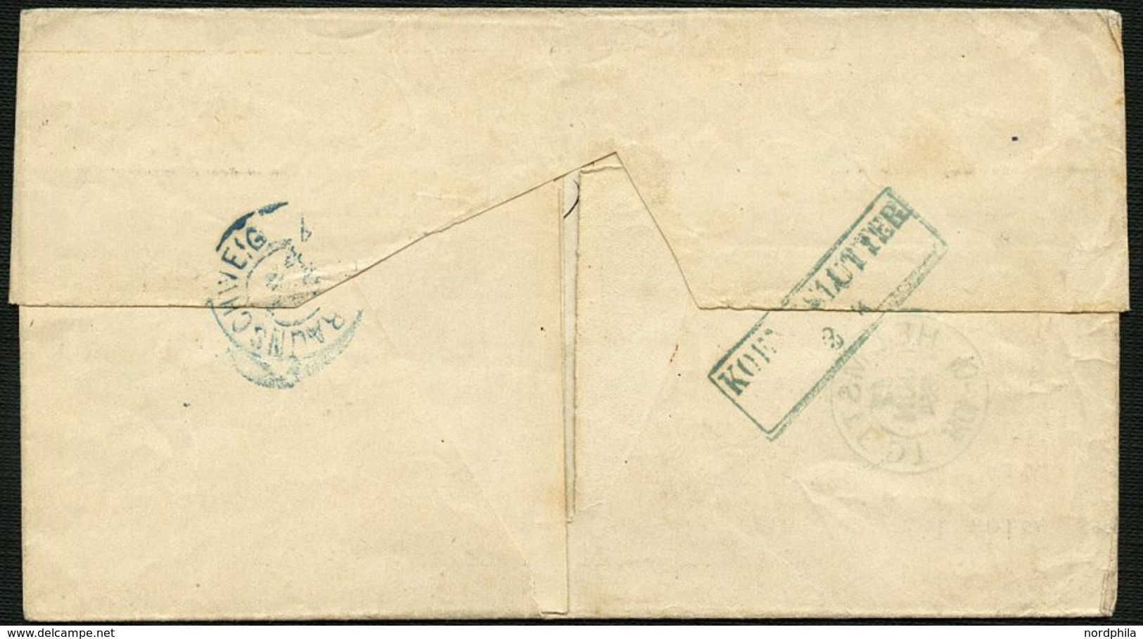 BRAUNSCHWEIG 11A BRIEF, 1864, 1 Sgr. Schwarz Auf Lebhaftgraugelb Mit Nummernstempel 21 Auf Doppelt Verwendeter Briefhüll - Braunschweig