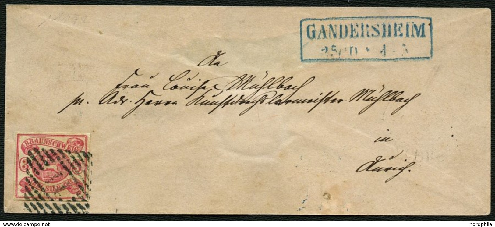 BRAUNSCHWEIG 12Aa BRIEF, 1864, 3 Sgr. Rosa Mit Nummernstempel 14 Auf Brief Von GANDERSHEIM Nach Aurich, Pracht - Brunswick