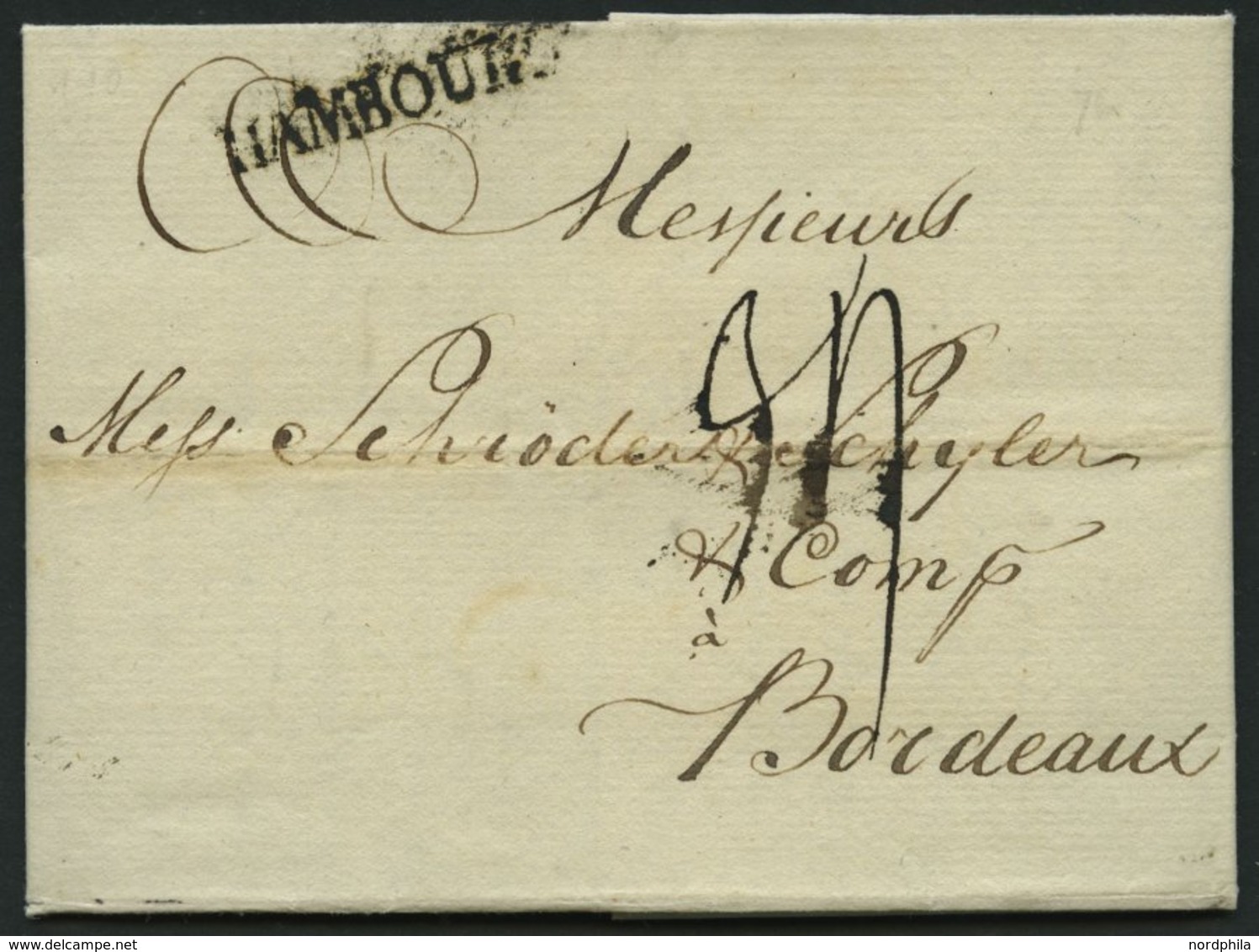HAMBURG VORPHILA 1776, HAMBOURG, L1 Auf Brief Nach Bordeaux, Pracht - Préphilatélie