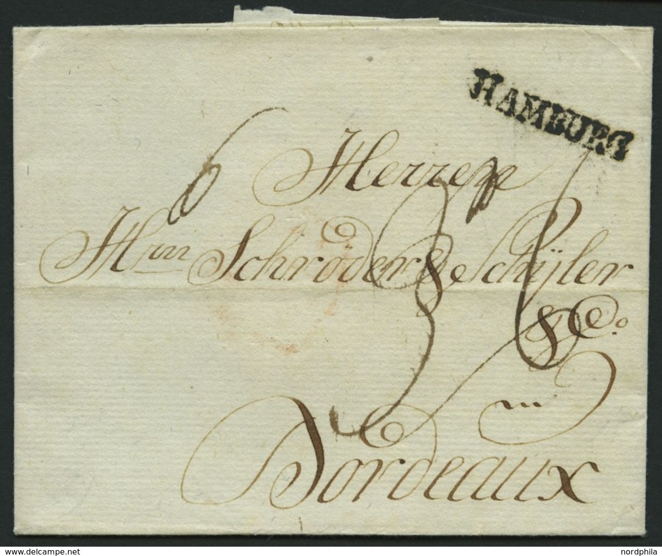 HAMBURG VORPHILA 1785, HAMBURG, L1 Auf Brief Nach Bordeaux, Pracht - Prephilately