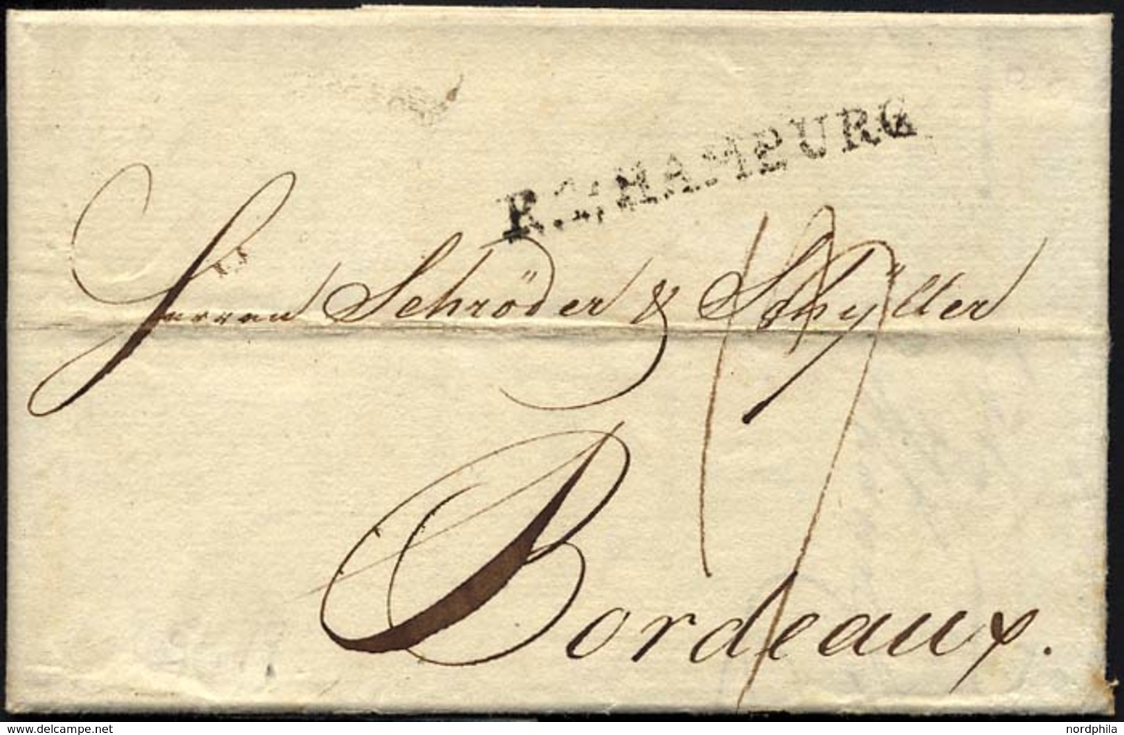 HAMBURG VORPHILA 1802, R.4. HAMBURG, L1 Auf Brief Nach Bordeaux, Pracht - Prephilately