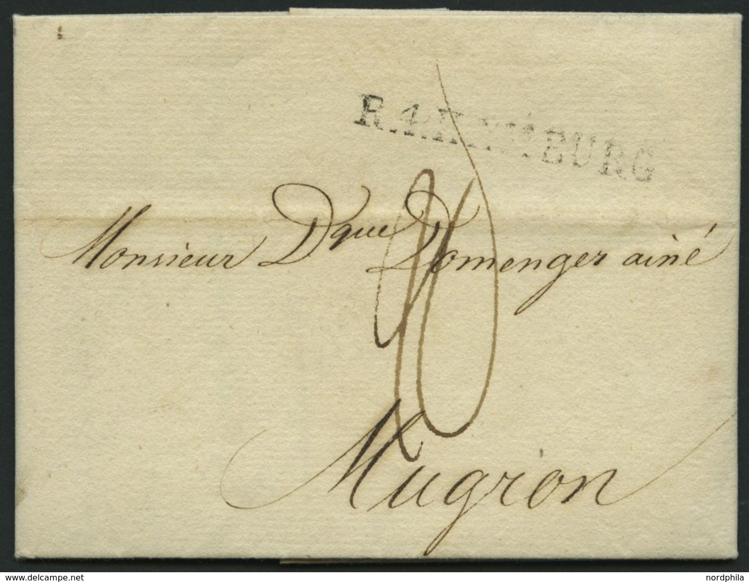 HAMBURG VORPHILA 1803, R.4. HAMBURG, L1 Auf Brief Nach Mugrion, Pracht - Préphilatélie