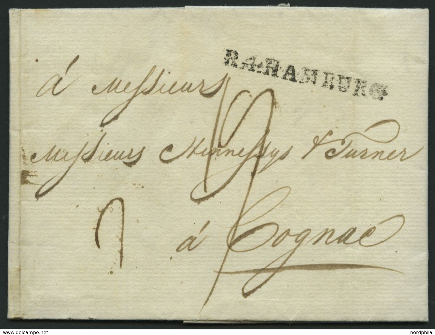 HAMBURG 1805, R.4. HAMBURG, L1 Auf Brief Nach Cognac, Pracht - Préphilatélie