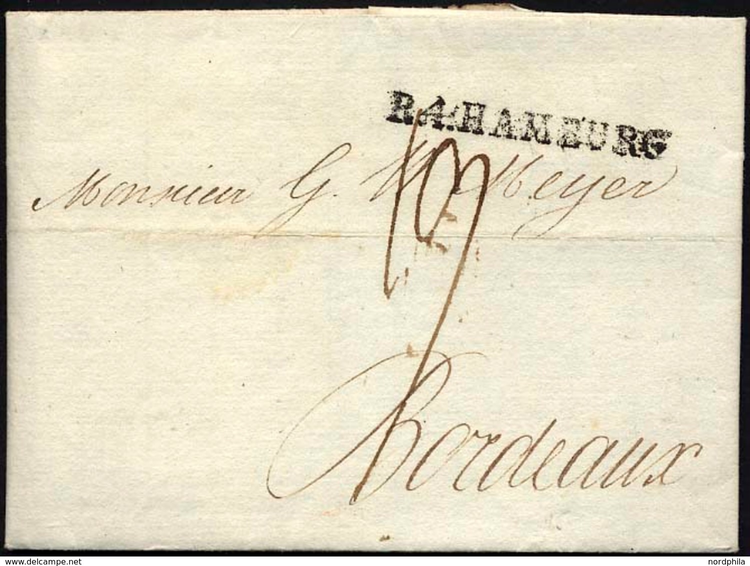 HAMBURG VORPHILA 1806, R.4. HAMBURG, L1 Auf Brief Nach Bordeaux, Pracht - Prephilately