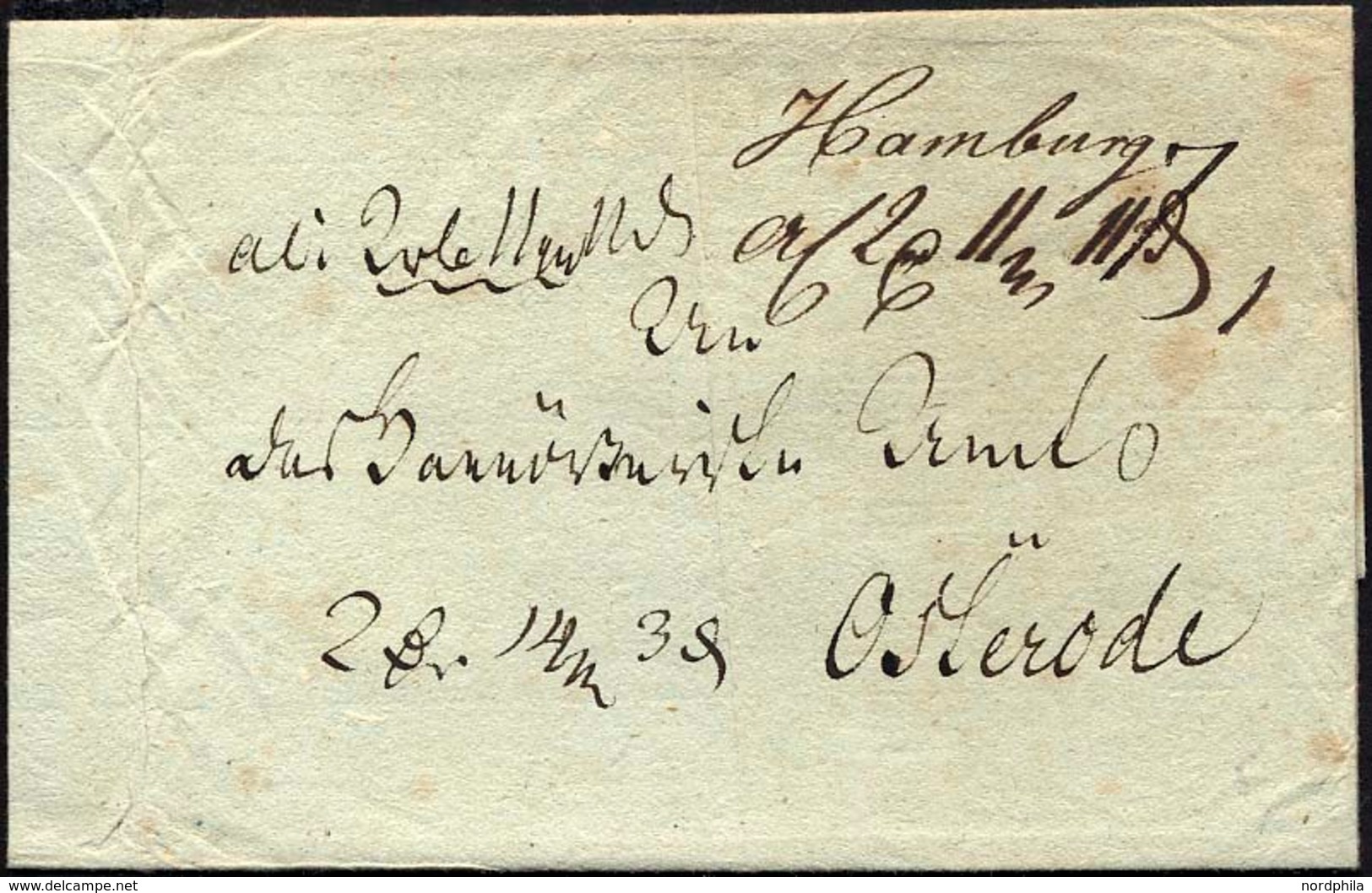 HAMBURG VORPHILA HAMBURG, Handschriftlich Auf Begleitbrief Nach Osterrode, Pracht - Préphilatélie