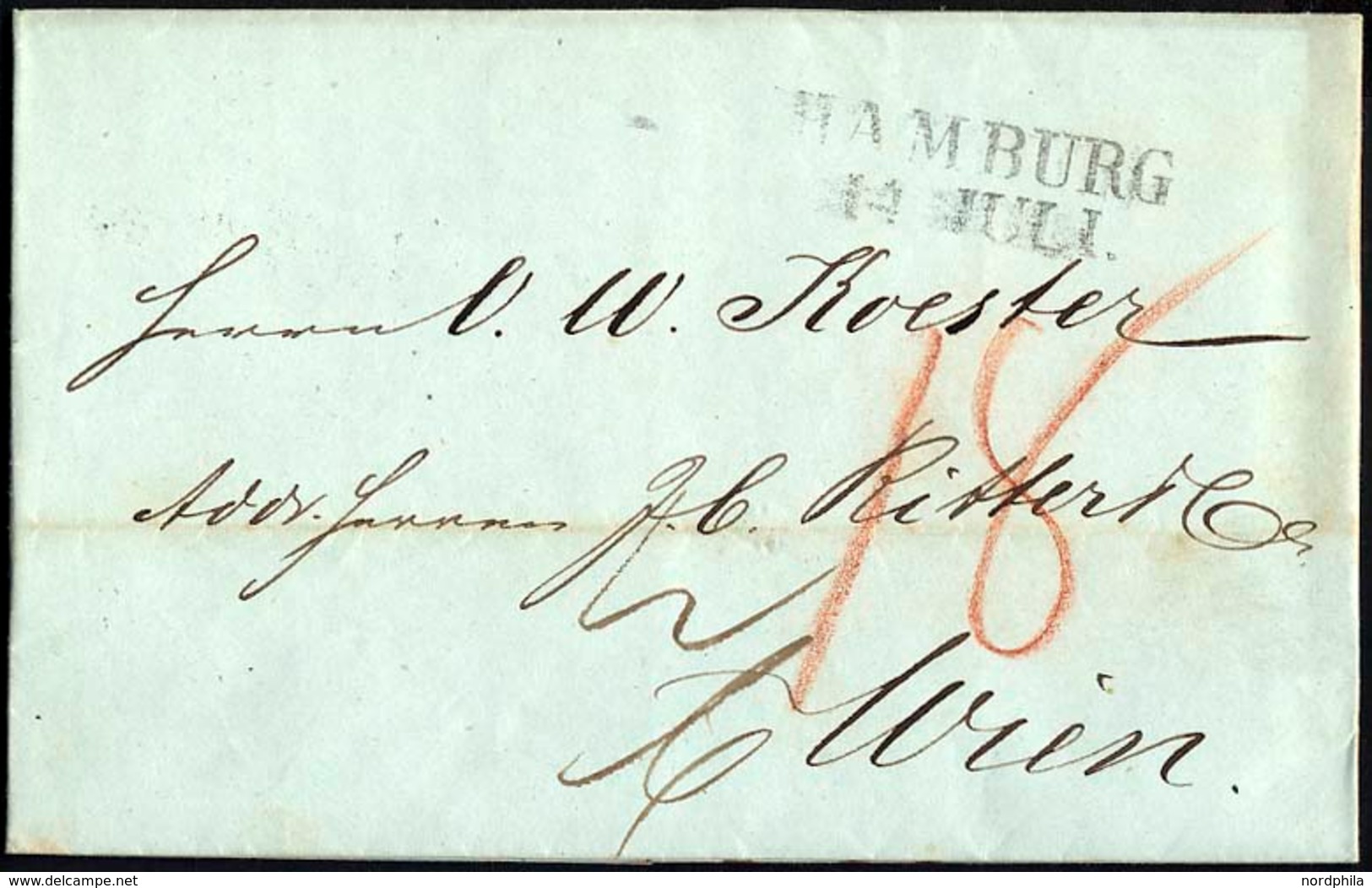 HAMBURG 1846, HAMBURG, L2 Auf Brief Nach Wien, Pracht - Precursores