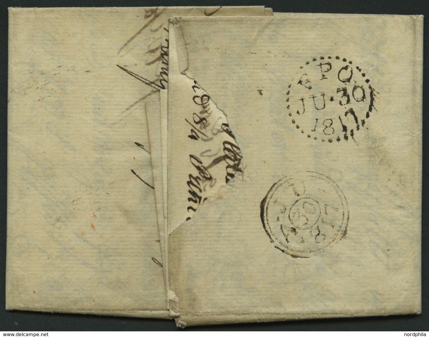 HAMBURG VORPHILA 1817, HAMBURG., Roter L2 Mit Turm Auf Brief Nach Manchester, Feinst - Prephilately