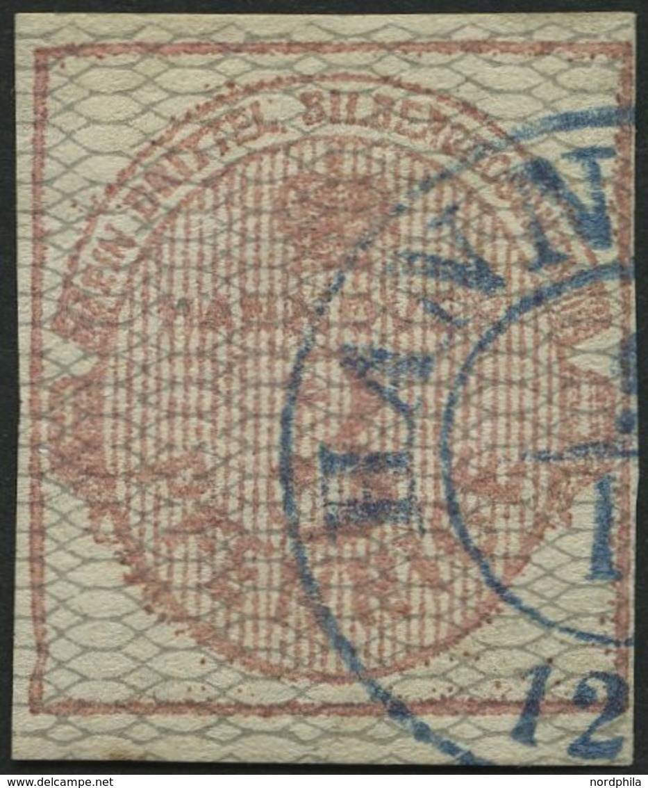 HANNOVER 8b O, 1856, 3 Pf. Karmin, Grau Genetzt, Rechts Etwas Schmal, Sonst Voll-breitrandig, Pracht, Gepr. W. Engel, Mi - Hanovre