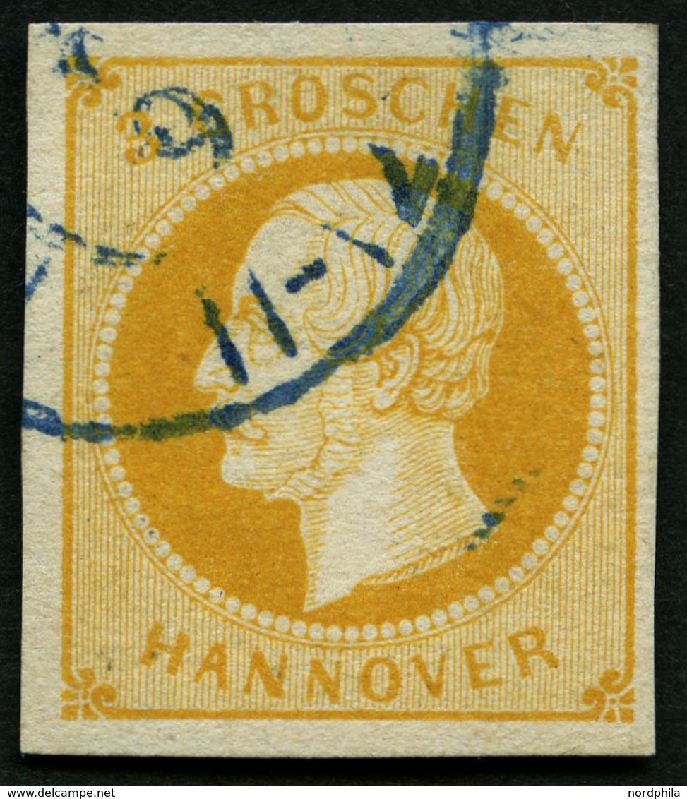 HANNOVER 16a O, 1859, 3 Gr. Gelborange, Pracht, Mi. 85.- - Hanover