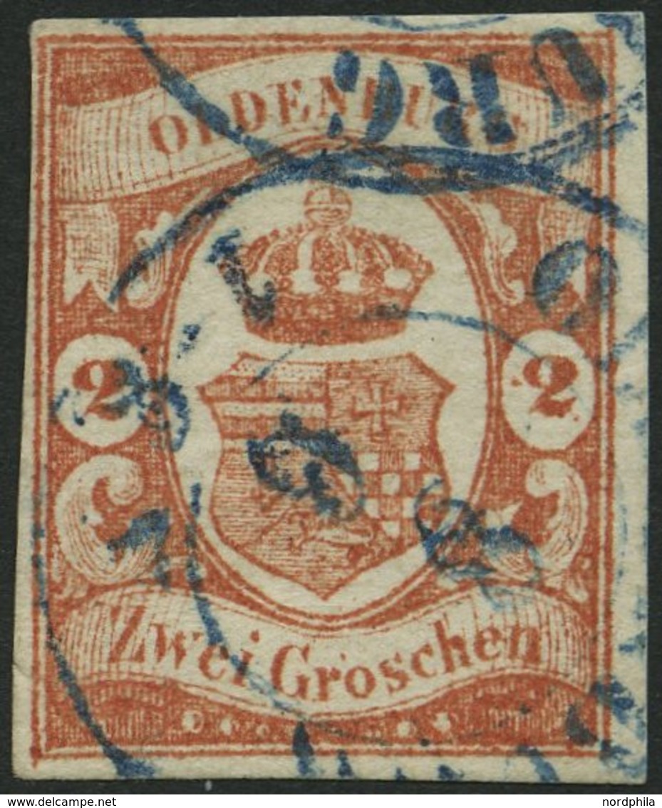 OLDENBURG 13 O, 1861, 2 Gr. Schwärzlichrotorange, Pracht, Gepr. Drahn, Mi. 550.- - Oldenbourg