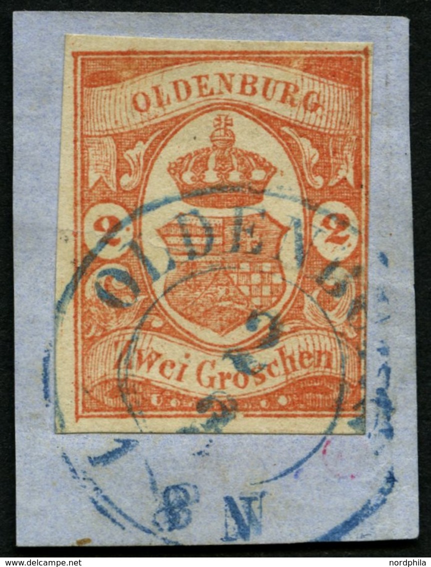 OLDENBURG 13 BrfStk, 1861, 2 Gr. Schwärzlichrotorange, Rechts Teils Berührt Und Waagerechter Bruch Sonst Dekoratives Pra - Oldenbourg