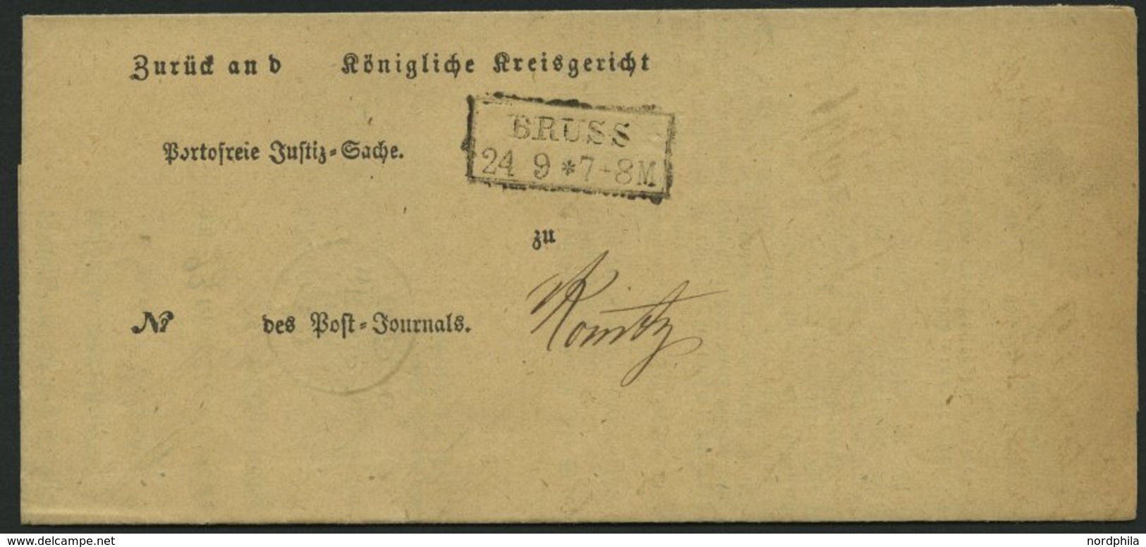 PREUSSEN BRUSS Auf Postbehändigungsschein (1867), Innen Krone-Posthornstempel BRUSS, Pracht - Autres & Non Classés