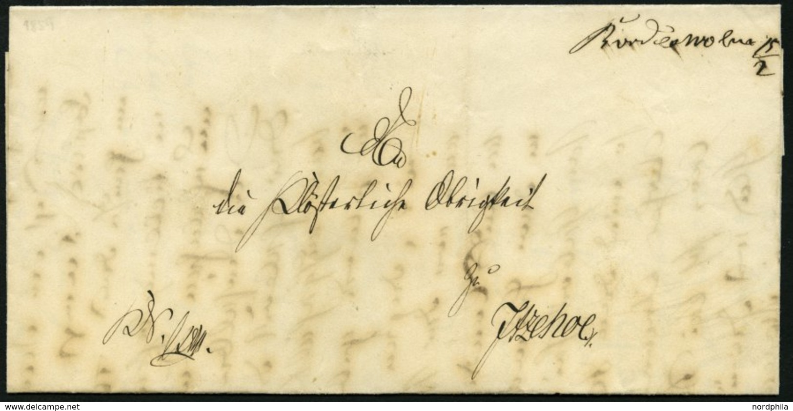 SCHLESWIG-HOLSTEIN BORDESHOLM, Handschriftlich Auf Brief (1859) Nach Itzehoe, Volleständiges Rückseitiges Lacksiegel, Pr - Schleswig-Holstein