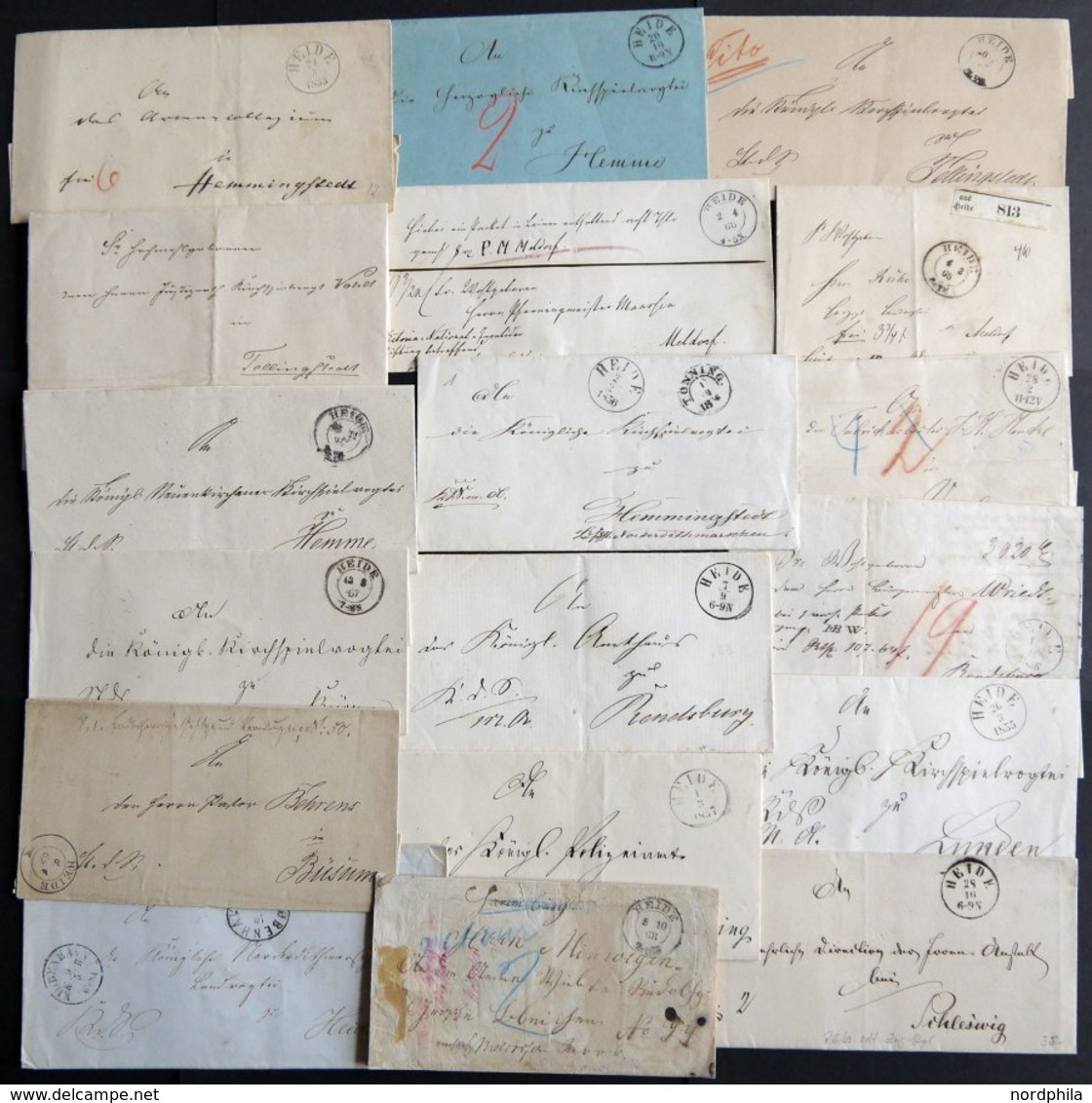 SCHLESWIG-HOLSTEIN HEIDE, 18 Verschiedene Markenlose Briefe Von Ca. 1855-1868, Meist Pracht - Schleswig-Holstein