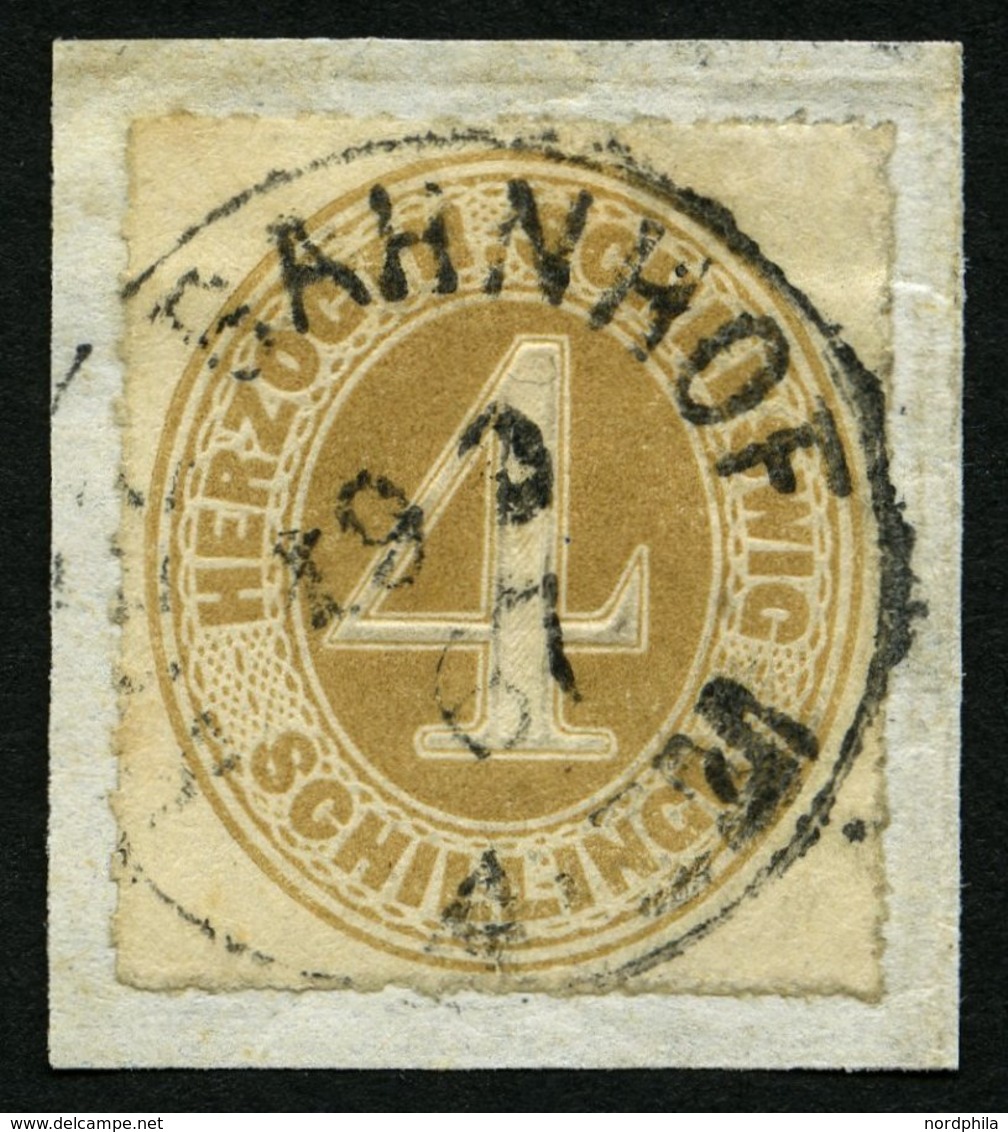SCHLESWIG-HOLSTEIN 17 BrfStk, 1865, 4 S. Braunocker, K1 KIEL BAHNHOF, Prachtbriefstück, Mi. (100.-) - Schleswig-Holstein