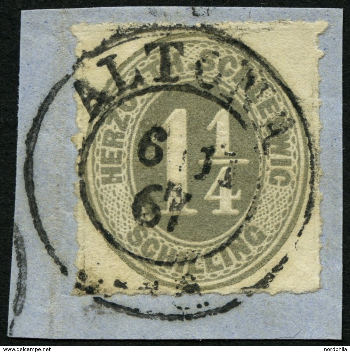 SCHLESWIG-HOLSTEIN 18c BrfStk, 1867, 11/4 S. Mittelgrau, Zentrischer K2 ALTONA, Kabinettbriefstück - Schleswig-Holstein