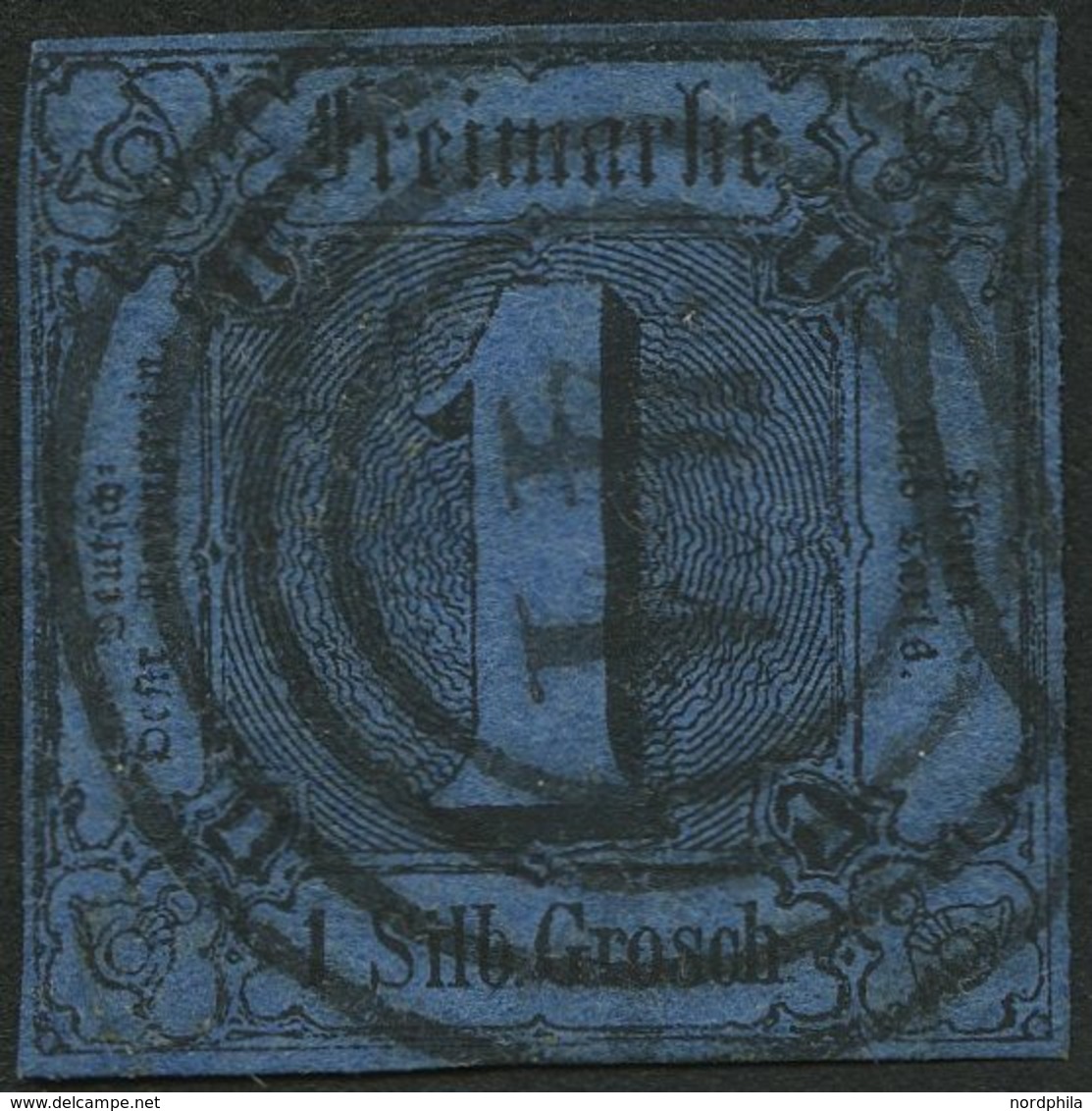 THURN Und TAXIS 4 O, 1852, 1 Gr. Schwarz Auf Blau, Zentrischer Nummernstempel 41 (MELZUNGEN), Vollrandig, Pracht - Otros & Sin Clasificación